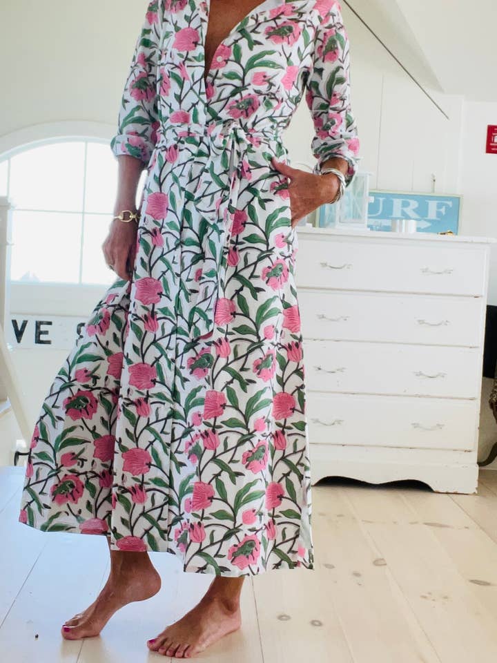Pink Pineapple - Wholesale Dress - Women's - Hand Block Shirtdress in Beach Rose