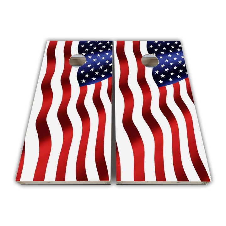 Enveloppes Cornhole Waving American Flag - Cornhole Wraps - Cornhole Skins - Enveloppe en vinyle - Ensemble laminé pour la vente par Cornhole Stop, LLC