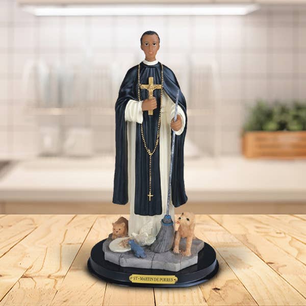 12"H Saint Martin de Porres Holy Figurine Home Decor Gifts for wholesale by FC Design