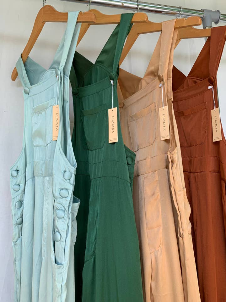 Zion Silk Slip Overalls, peace organic silk, Plant dye for wholesale by RIMMBA