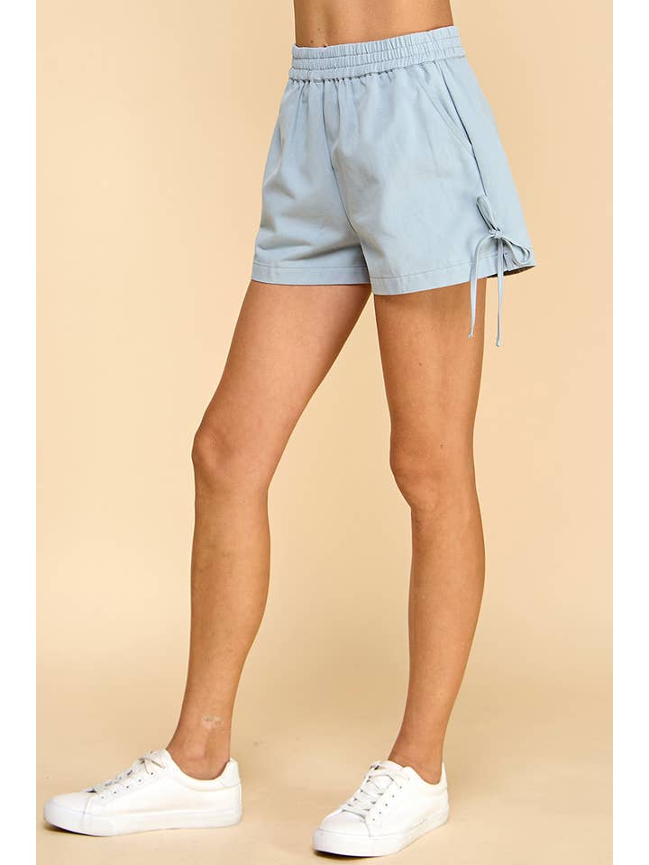 TCEC - Wholesale Shorts - Women's - CP10115-Denim Shorts With Side Pocket and Bow Tie.