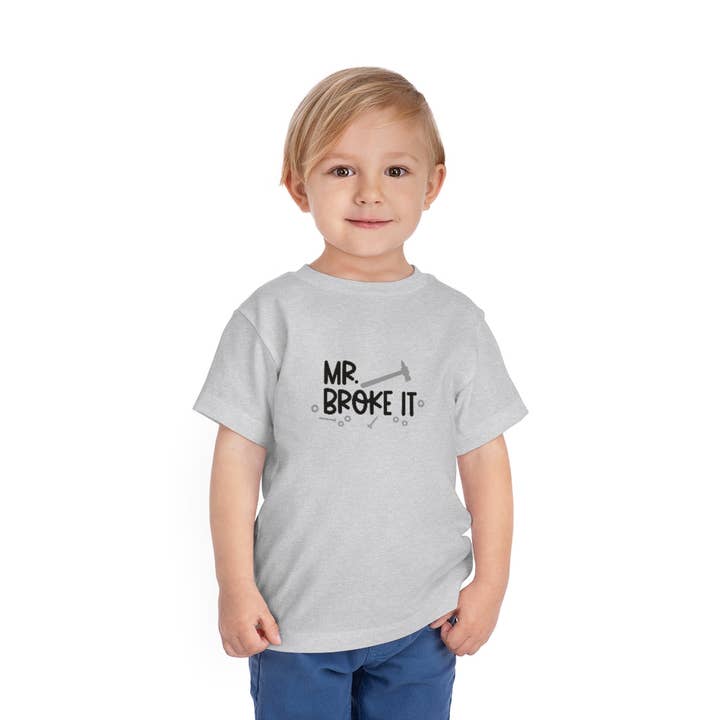 Camiseta infantil de manga curta Mr Broke It por atacado de LimenDime Market