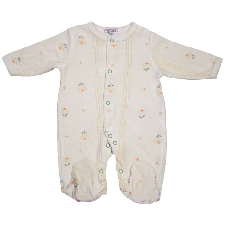 Pigiama Neonato 0/6 mesi in velluto "Retrò" Les Chatounets per la vendita all'ingrosso da parte di Les Chatounets