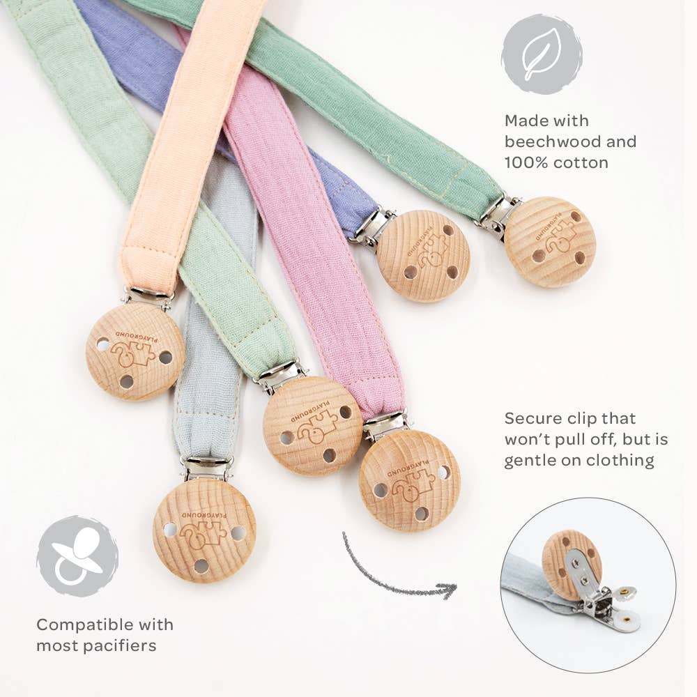 Living Textiles - Wholesale Pacifier clip – Baby - Dummy Chain - Silent Sage1
