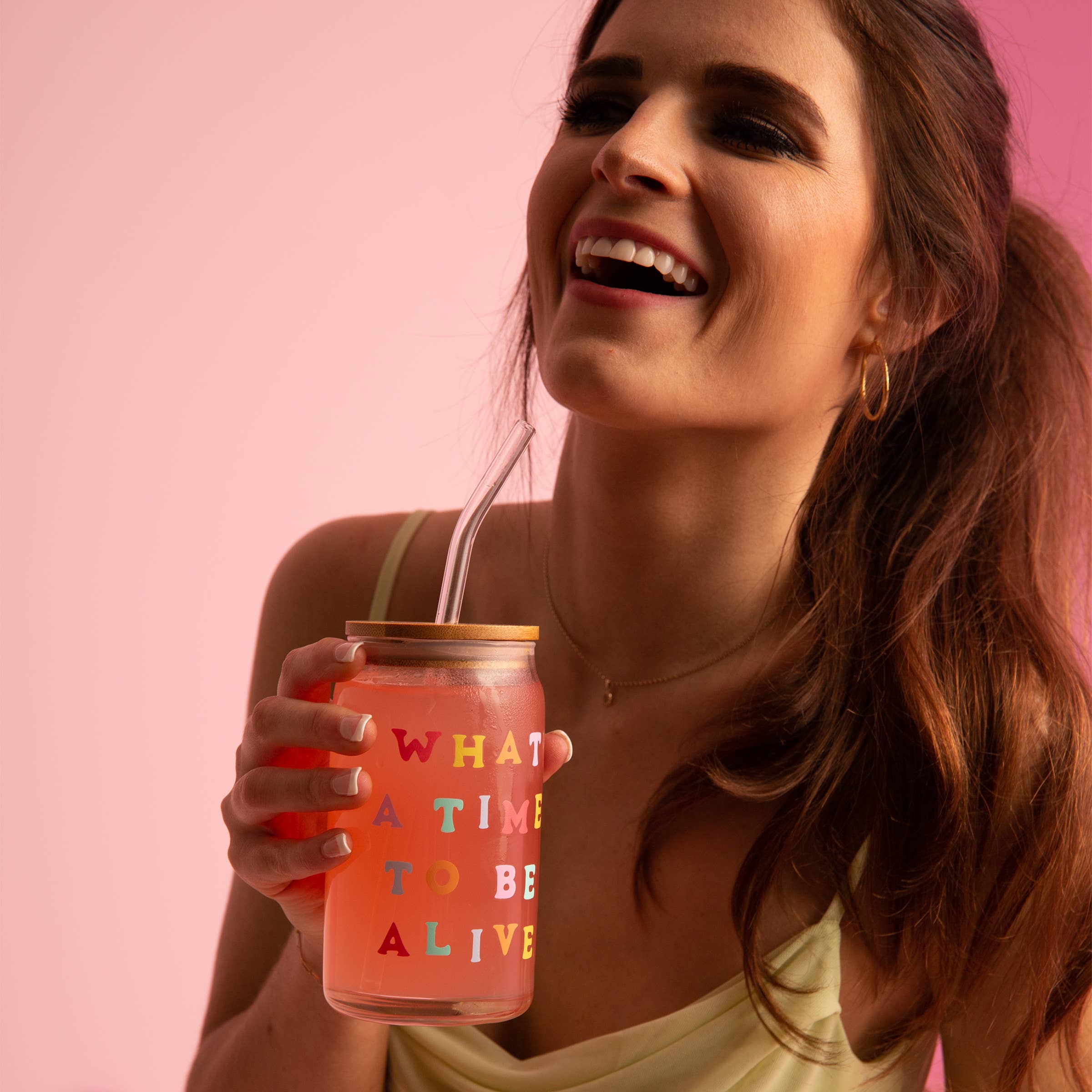 Talking Out of Turn - Wholesale Drinking Glass/Cup - Can Glass w/Lid + Straw (SALE!)15