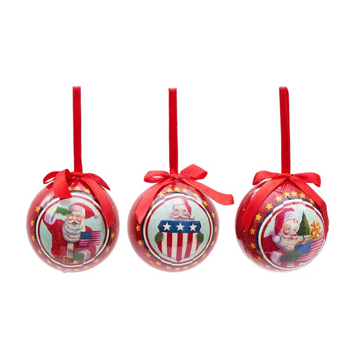 C&F Home - Wholesale Ornament Set - SALE Christmas Star Spangled Santa Ornament Set 12