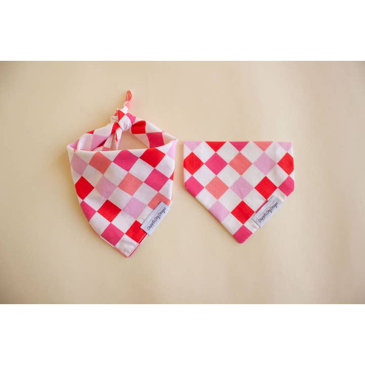 Dapple Dog Designs - Wholesale Pet Bandana - Dog - Pink Checkerboard Bandana - Everyday Dog Bandana