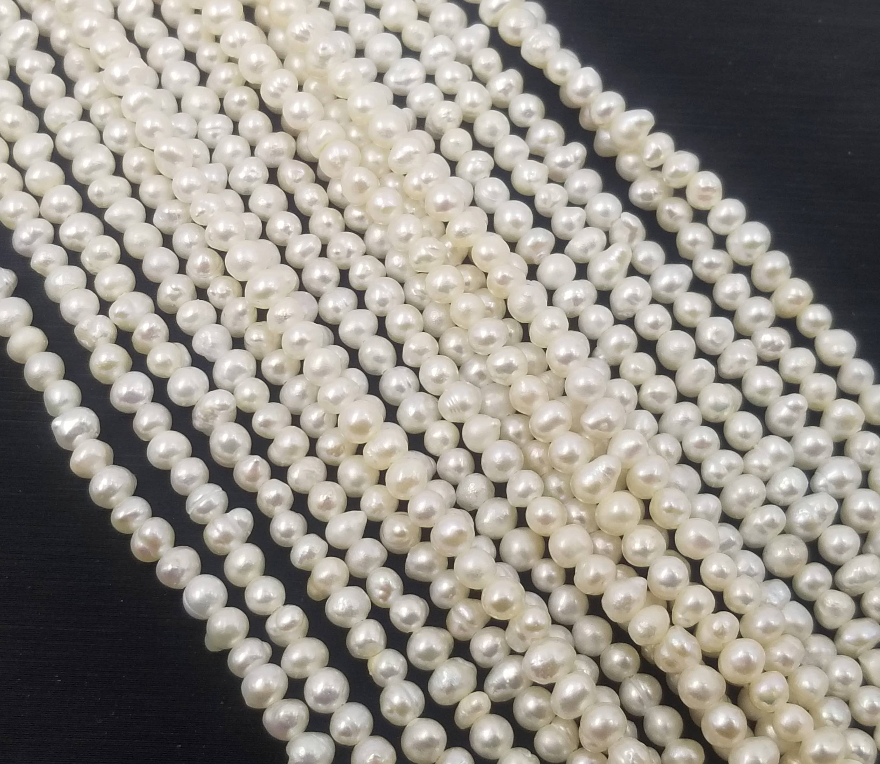 Beads Creation - Vente Perle - Perles de culture d'eau douce blanches en forme de pépite, centrées PRP3669