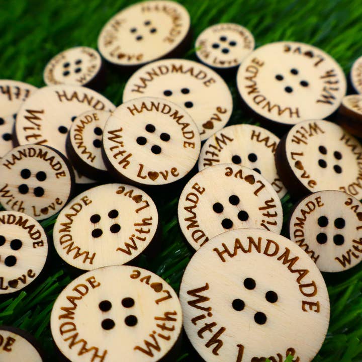 Custom Engraved Wooden Buttons for Knitting, Crochet, Sewing for wholesale by Herbs&Belles
