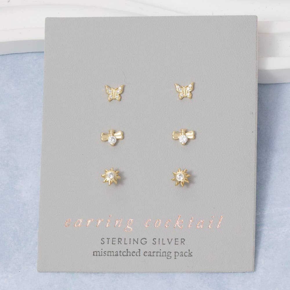 GZ Sterling Silver Flat Back Mini Stud Earrings Set for wholesale on Faire1
