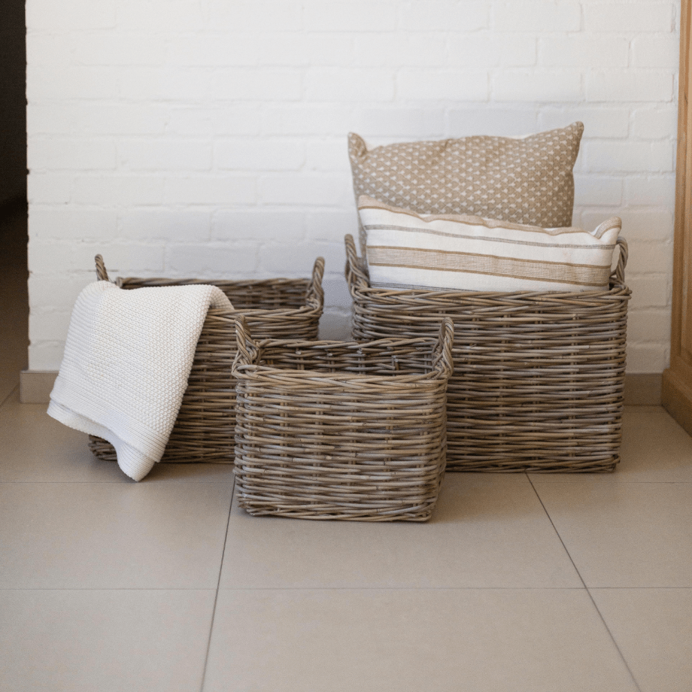 Basketly – Cesta por atacado – Cesto retangular de armazenamento em rattan com alças4