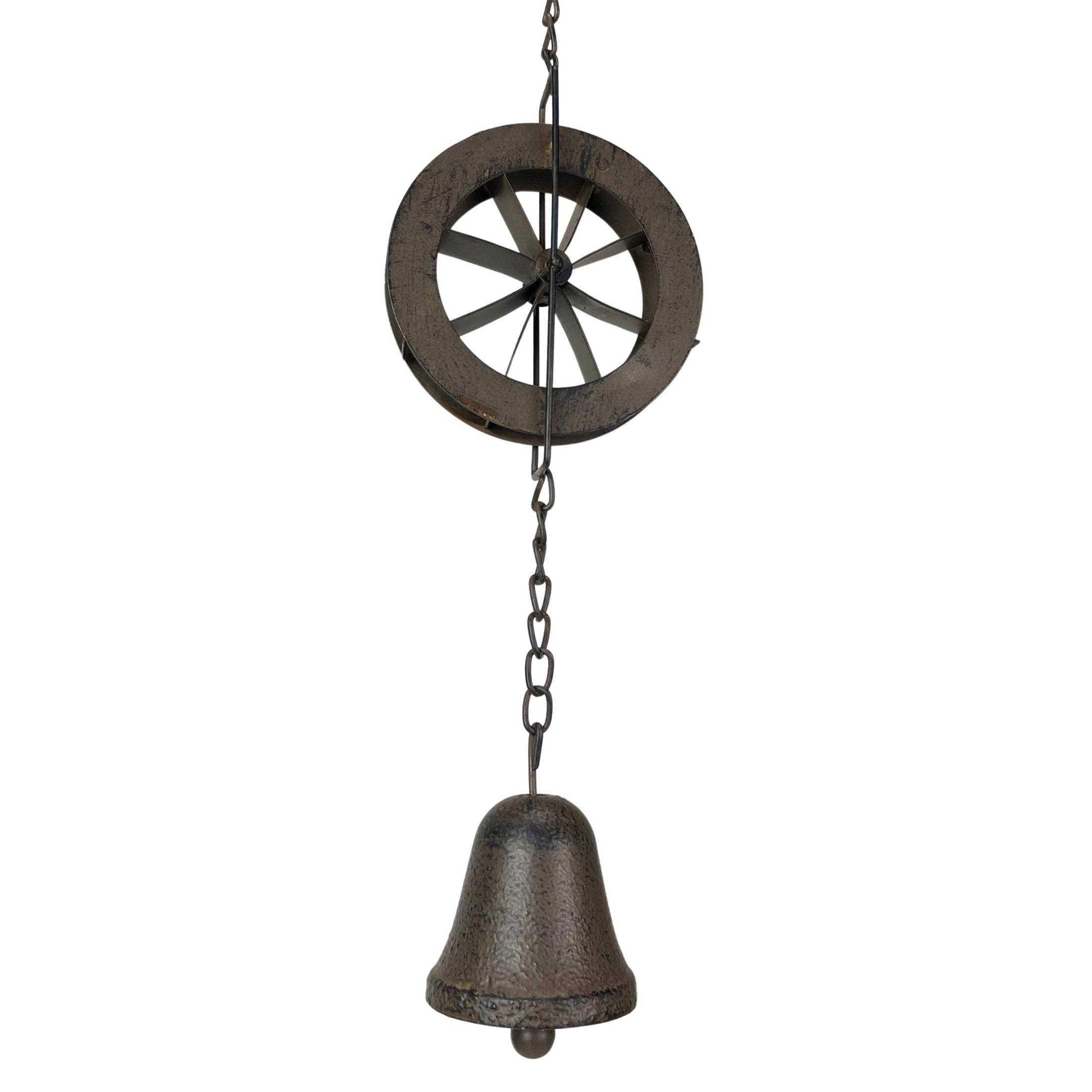 Zeckos - Wholesale Outdoor Ornament/Decor - 78-Inch Metal Rain Chain with 6 Water Wheels & Weighted Bell24