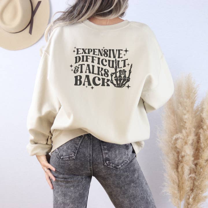 Trendznmore - Modern Graphic Apparel – wholesale Sweatshirt med tryck - Dam – Dyra, svår och pratande ryggtröja med rund halsringning5