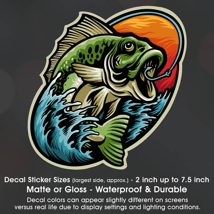 Bass Fishing Water Scene Fisherman Decal Sticker Waterproof for wholesale by Groovy Giftables