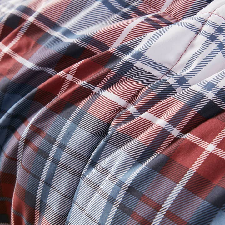 Olliix - Vente Parure de lit - Ensemble de couette à carreaux 3M Scotchgard Moisture Management, rouge