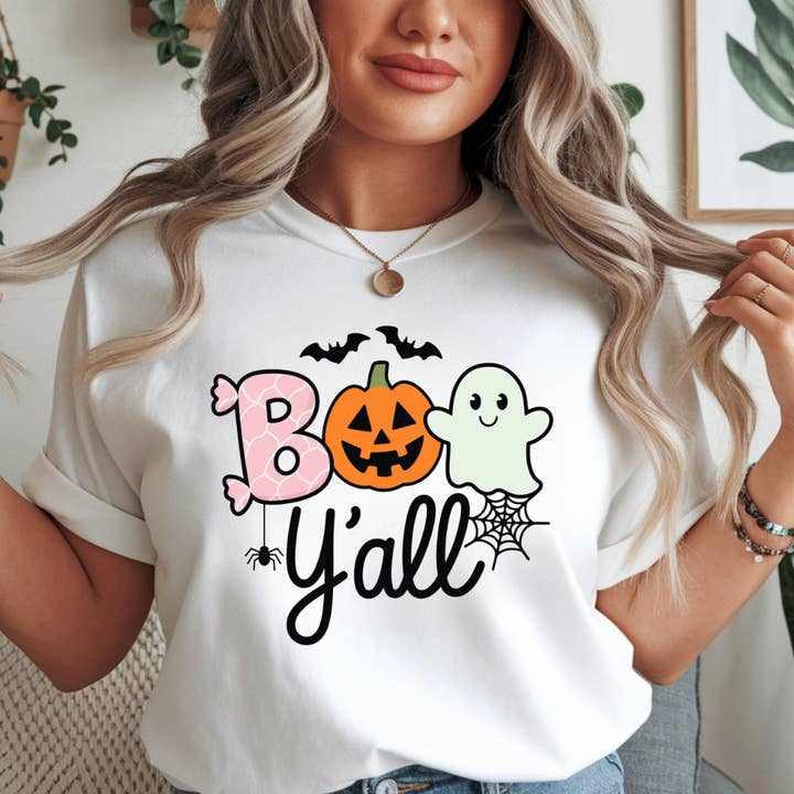 Boo Y'all Halloween Tee for wholesale by Happy Mail Wholesale