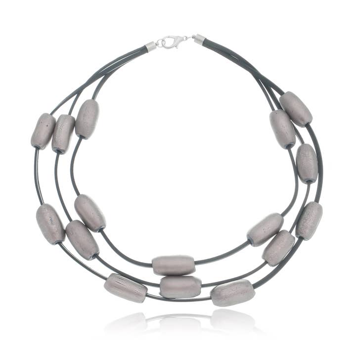 Ceramic Tubes Short Necklace - Silver for wholesale by MARILIA CAPISANI