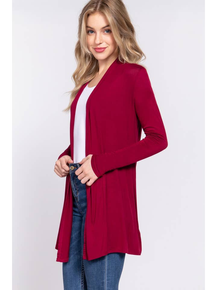 Active Basic | Active USA - Vente Cardigan – femme - Cardigan long à manches longues en jersey de rayonne ouvert sur le devant6