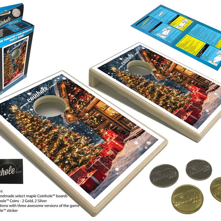 Christmas Cottage Coinhole® Tabletop Game Set for wholesale by Coinhole