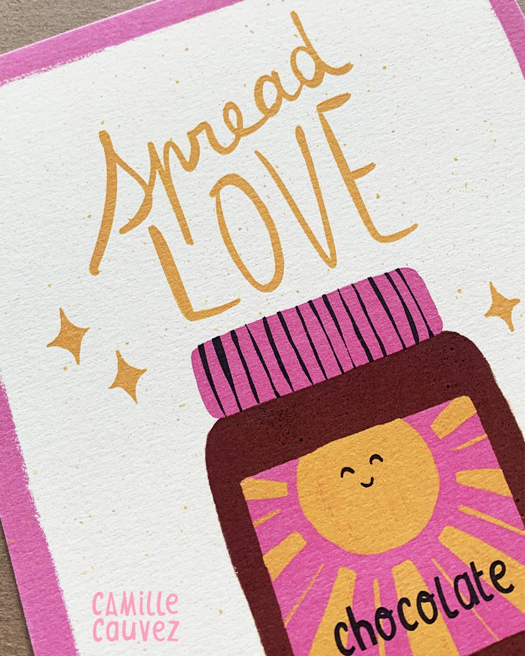Camille Cauvez illustration et papeterie – Engroshandel Plakat – Spread Love plakat | citat om gourmet chokoladespread3