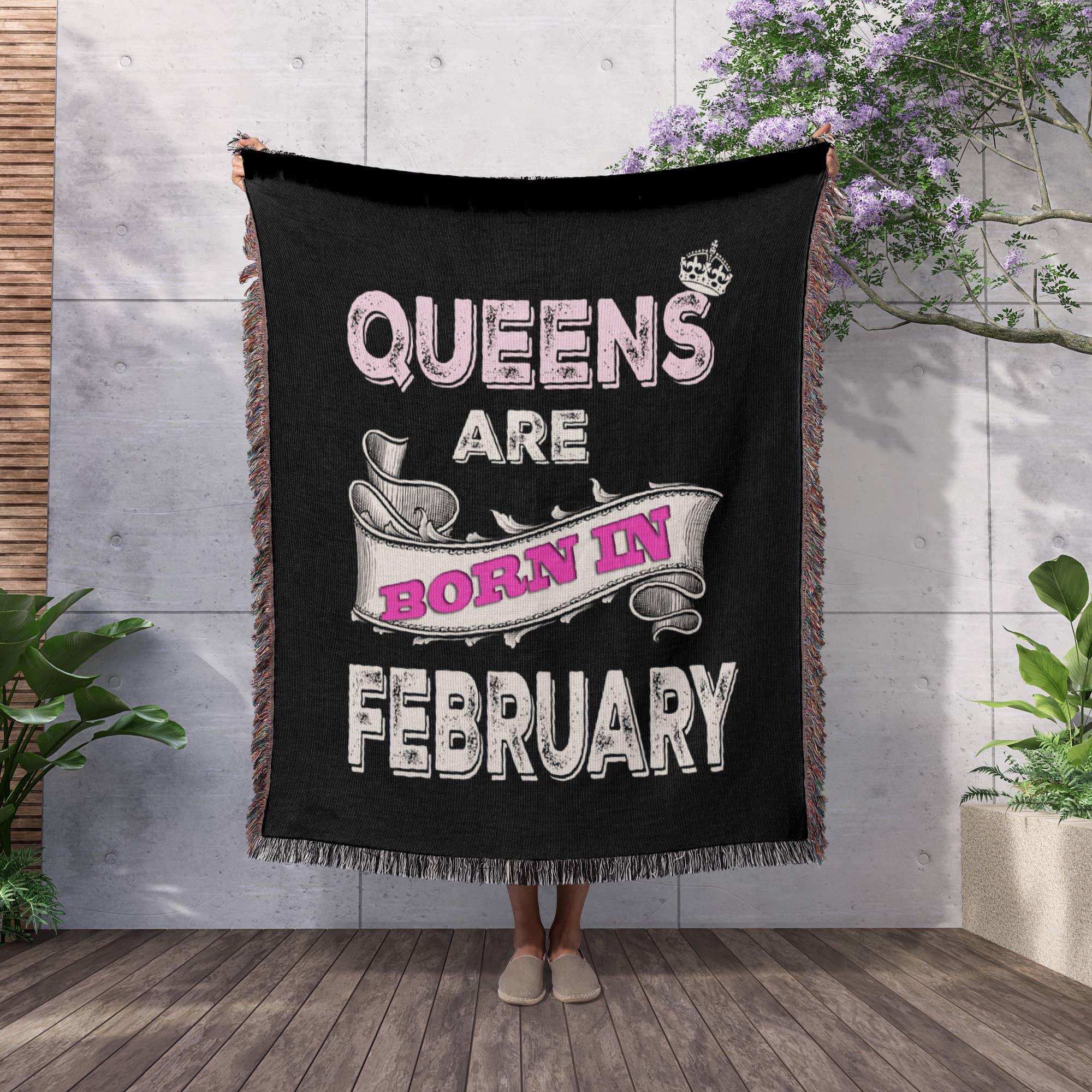 3dRose - Wholesale Decoratiedeken - 3dRose, Koninginnen worden geboren in februari., Deken2