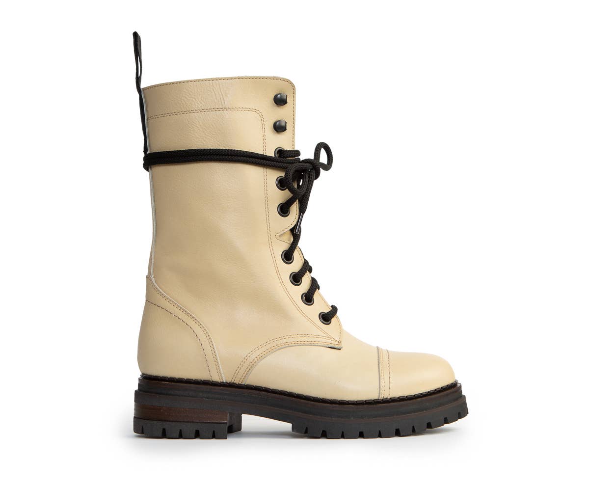 TALC FW- LORENZA, bottines en cuir couleur talc en vente sur Faire3