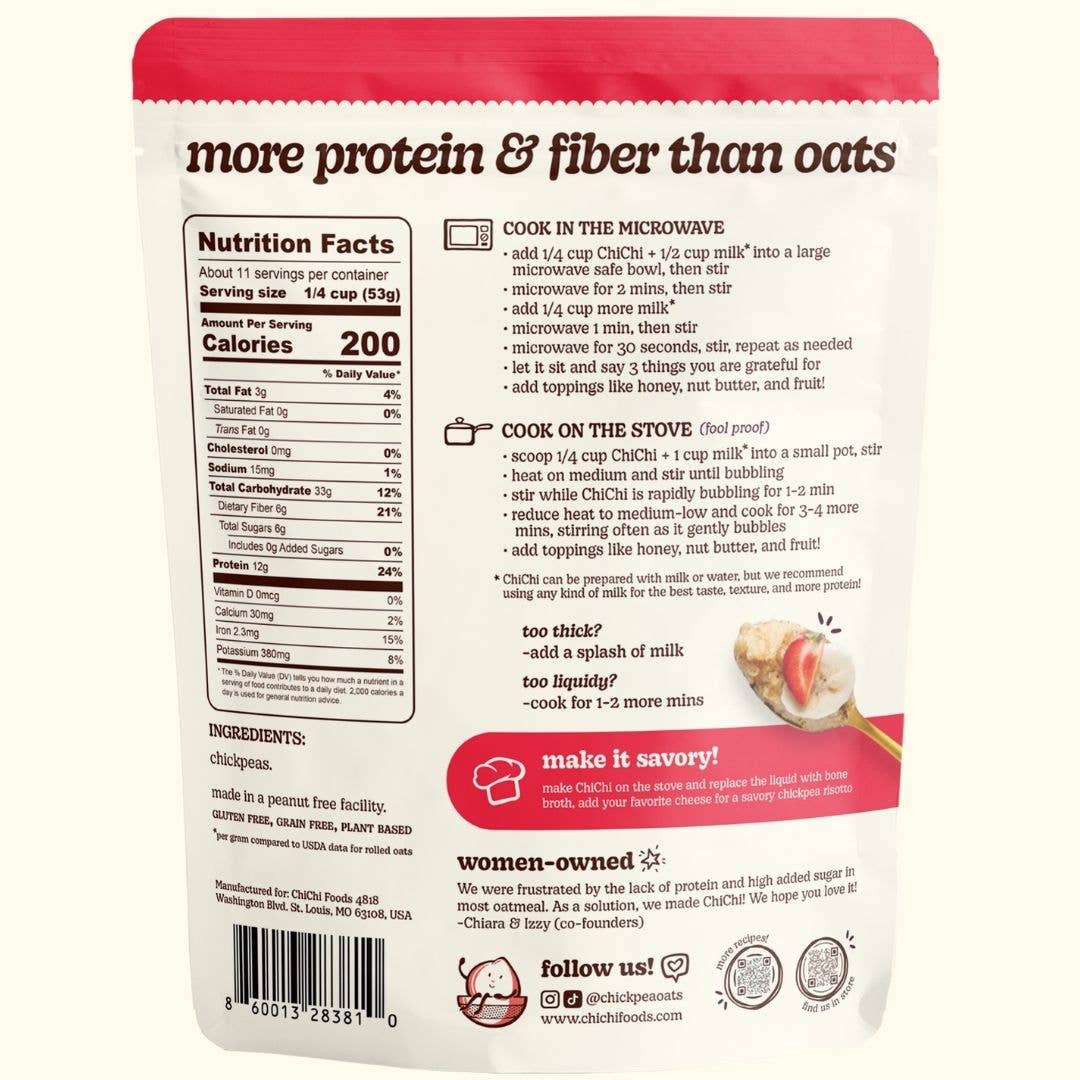 ChiChi Foods - Wholesale Oats - ChiChi Original Protein Hot Cereal 20oz | GF, no added sugar4