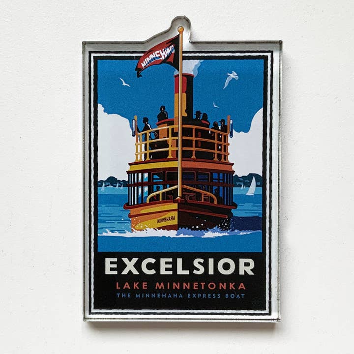 Landmark MN | Lake Minnetonka Excelsior Ferry Magnet for wholesale by Legendary Landmark Art Prints