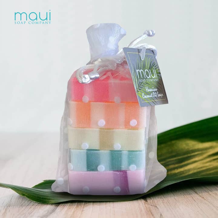 Coffret cadeau savon arc-en-ciel pour la vente par Maui Soap Co.