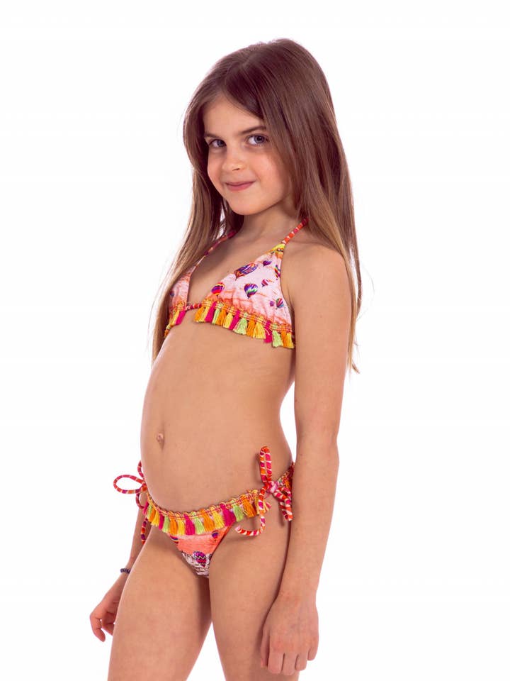 Bikini bébé taille 10 avec ballons multicolores pour la vente par Pin-Up Stars