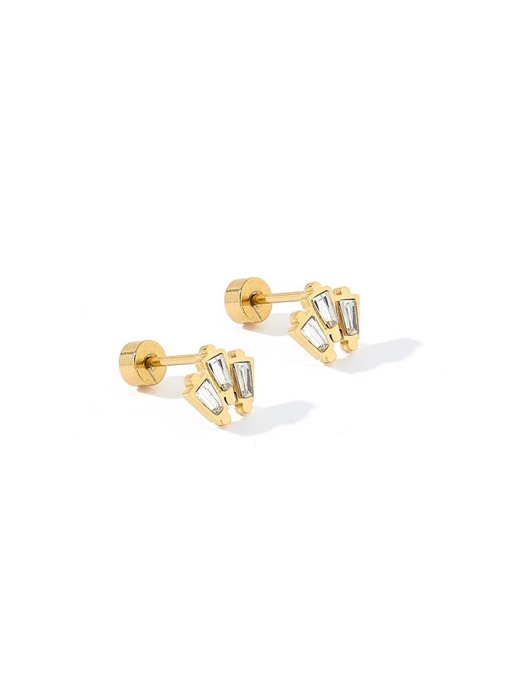Screwback Stud Earrings - Demi Gold for wholesale by LINNY CO