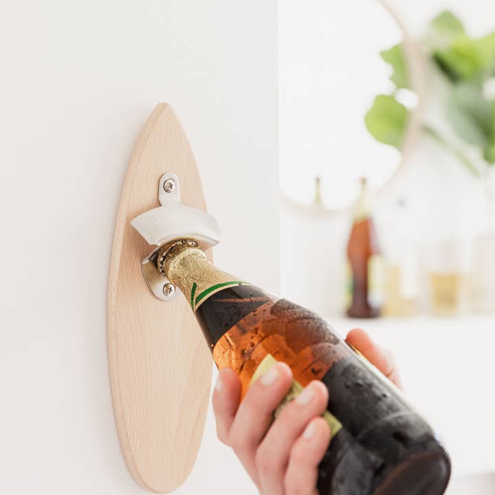 UBERSTAR - Wholesale Bottle/Wine Opener - Solid Wood Magnetic Surfboard Bottle Opener