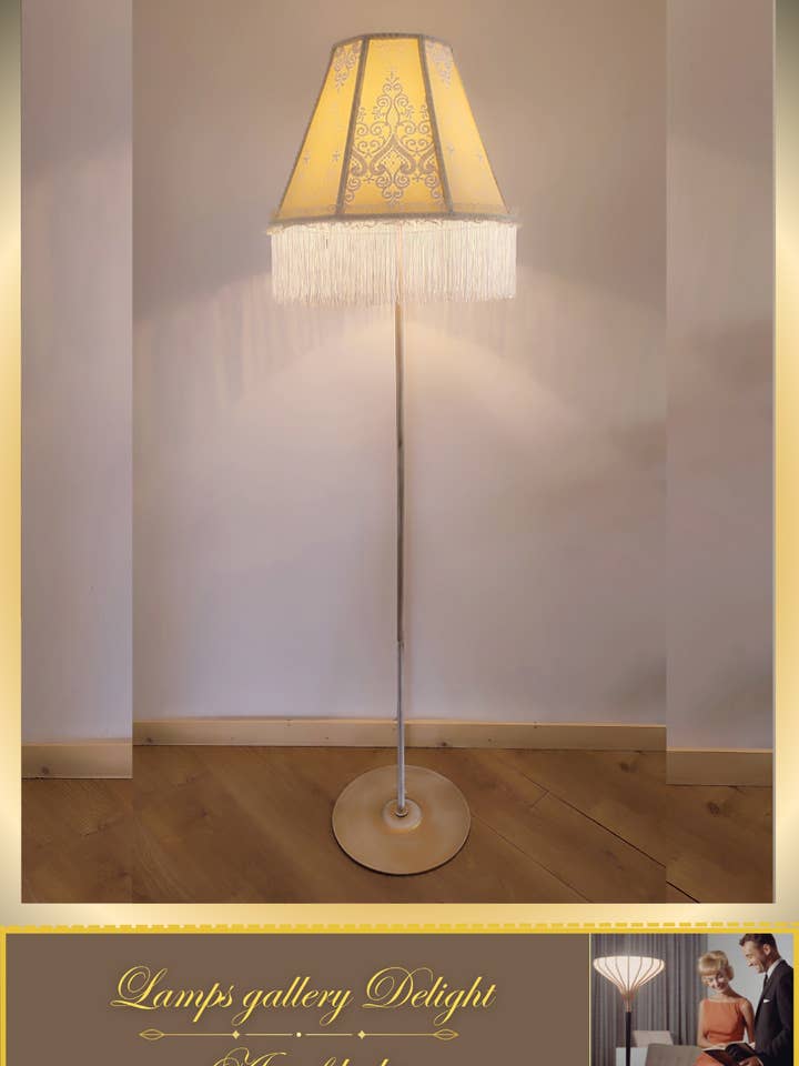 Floor lamp, Victorian style, vintage floor lamp, beige fabric shade, Handmade home lamp. 110601 for wholesale by DelightLamps