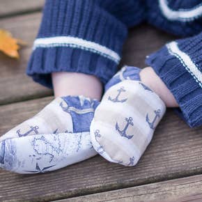 Anchor Away - Baby Booties 6-12 months - nonslip bottom for wholesale by LilSkeeterz