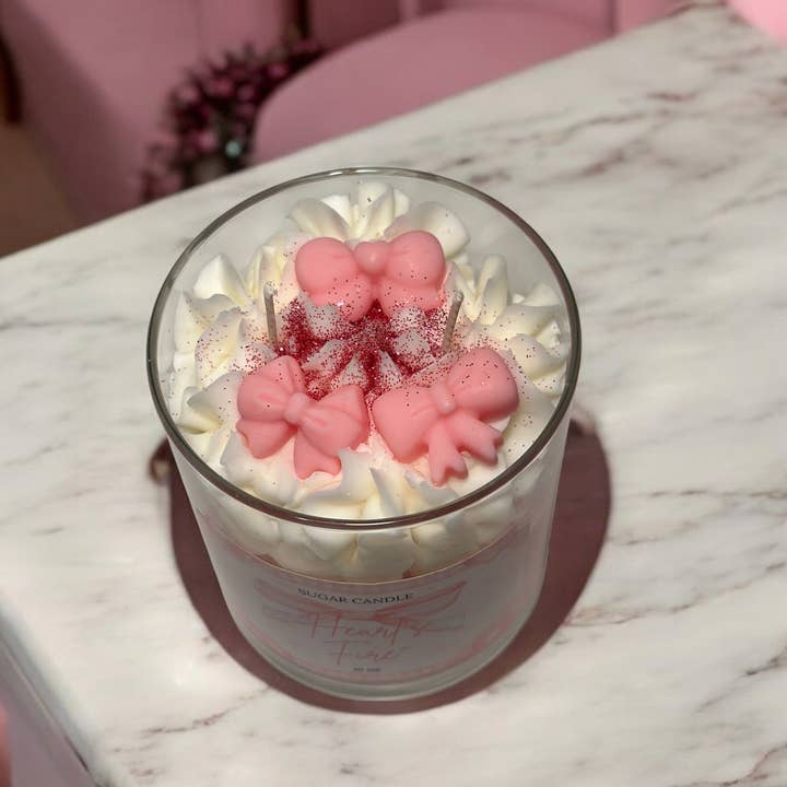 Sugar Candle - Wholesale Jar/Filled Candle - Hearts Fire Pink Candle: Soy Wax, Gift & Retail Ready8