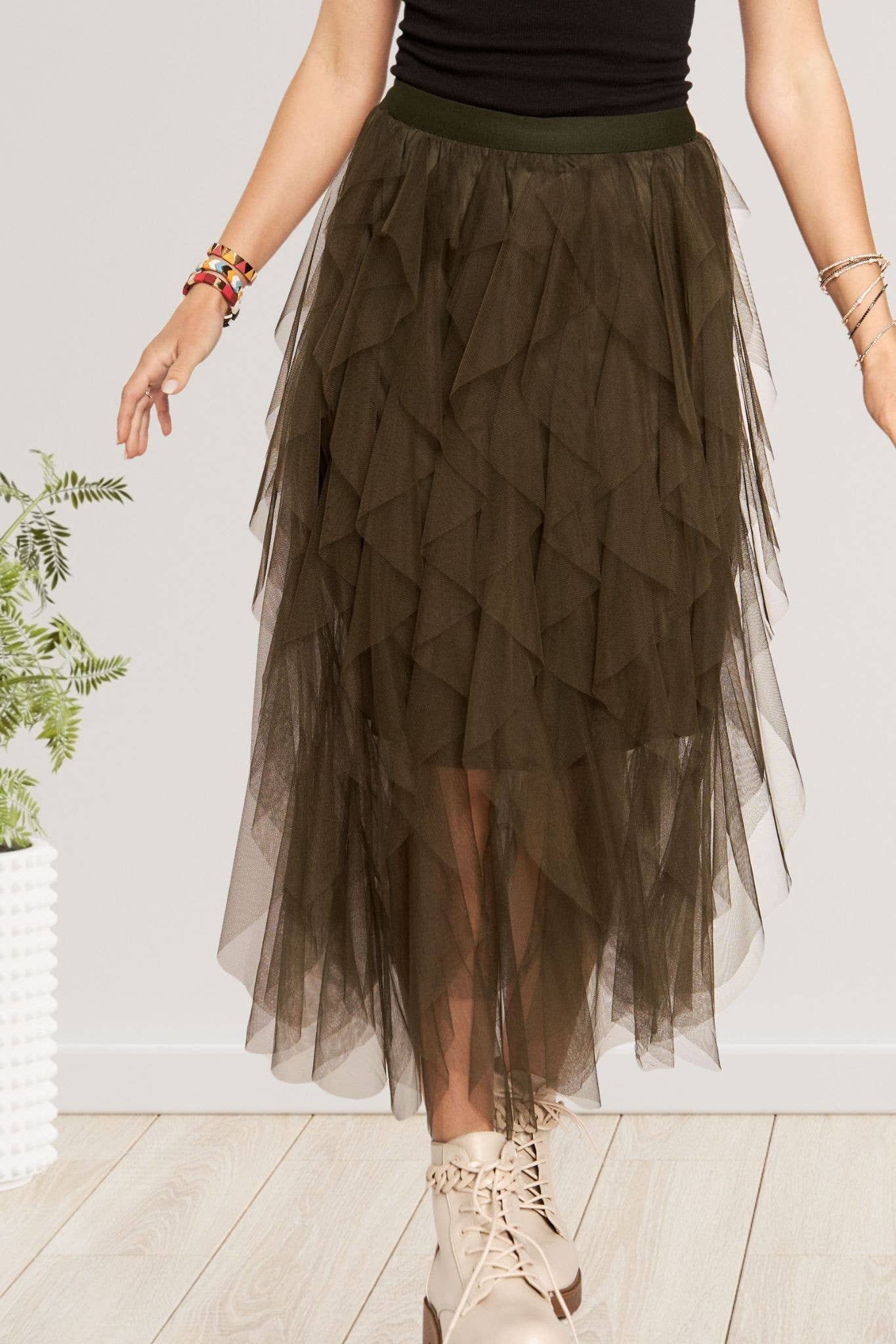 ADORA LA - Wholesale Skirt - Women's - CES3310 - RUFFLED TULLE MIDI SKIRT11