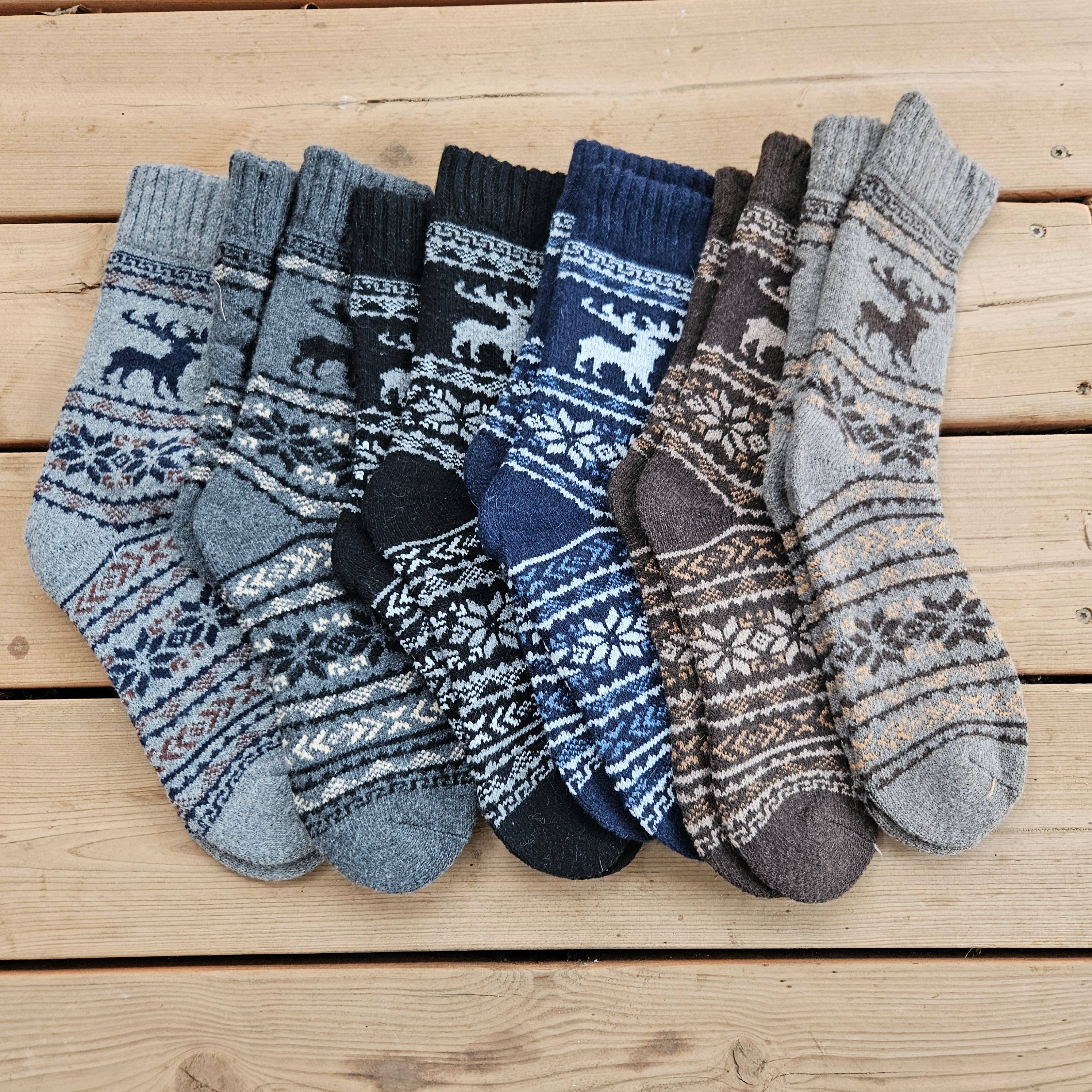 NorraVilla - Wholesale Socks - Women's - Alpaca wool socks - Nordic Unisex REINDEER - 39-46 0