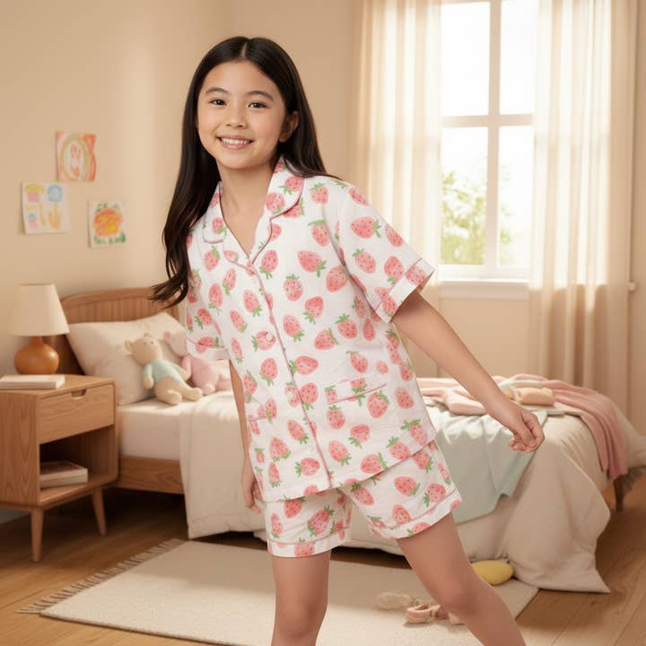 Sweet 100% Dreams Strawberry Cotton PJ Set - No Tariffs for wholesale by Ruhmee