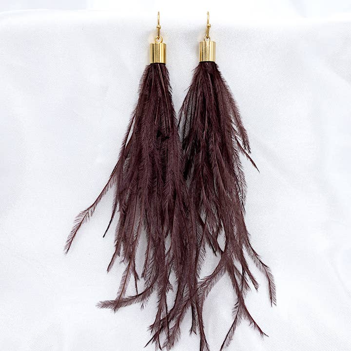 UBNY Collection - Wholesale Tassel Earrings - Feather Earrings• Bohemian feather earrings• Ostrich Feather5