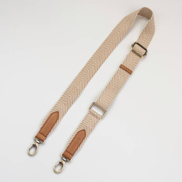 O My Bag – wholesale Bag strap – women's – Vegan Bag Strap - Herringbone Webbing Strap - Sand Cognac