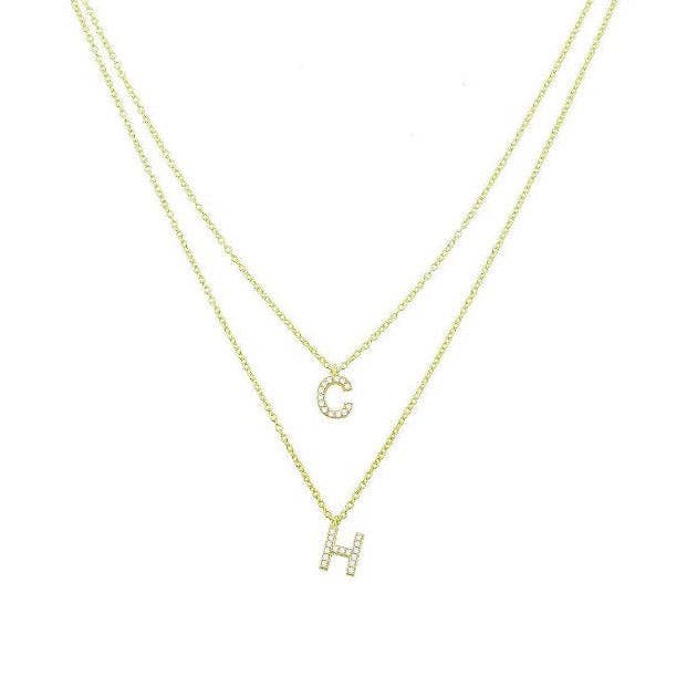 The Sis Kiss - Wholesale Pendant/Charm Necklace - Water Resistant Custom Double Layered Initial Necklace