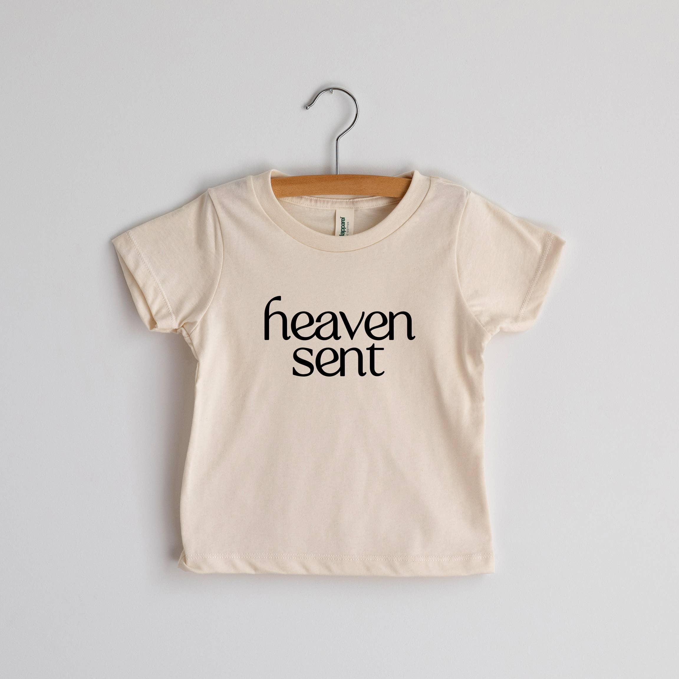 Gladfolk - Wholesale Screen Printed T-Shirt - Kids - Heaven Sent Cream Organic Baby Tee0