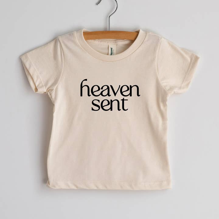 Gladfolk - Wholesale Screen Printed T-Shirt - Kids - Heaven Sent Cream Organic Baby Tee0