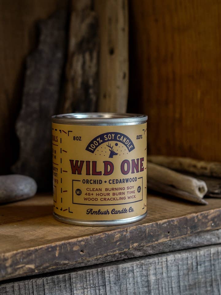 Wild One | Orchid + Cedarwood 8oz Soy Candle for wholesale by Ambush Candle Co.