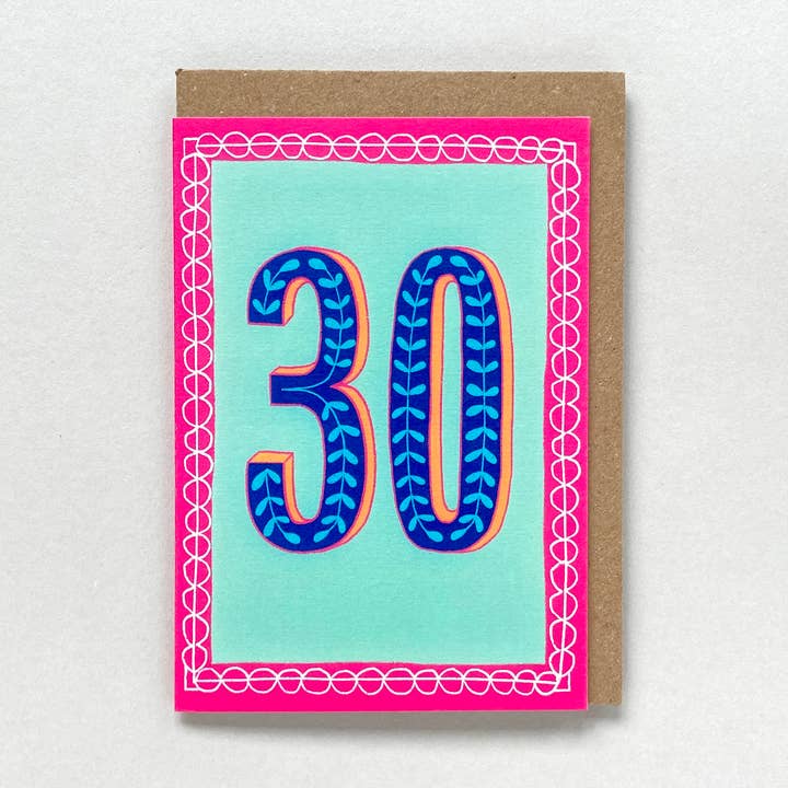Greetings Card - Happy 30th Birthday Pink for wholesale by Maggie Magoo Designs