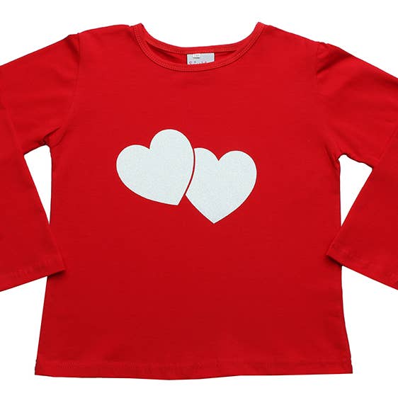 White Double Heart Long Sleeve Shirt for wholesale by Sparkle Sisters by Couture Clips