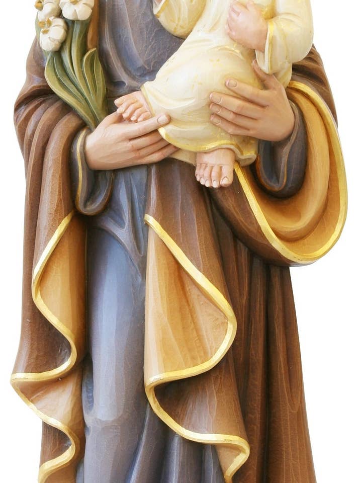 Saint Joseph with Child and Lily, Carved Wooden Statue for wholesale by Dolfi