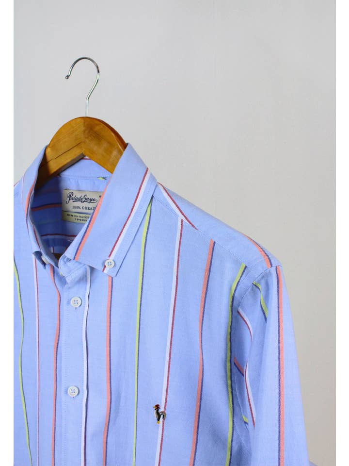 Patadegayo - Wholesale Button Down Shirt - Men's - Multicolor light blue vertical striped shirt2