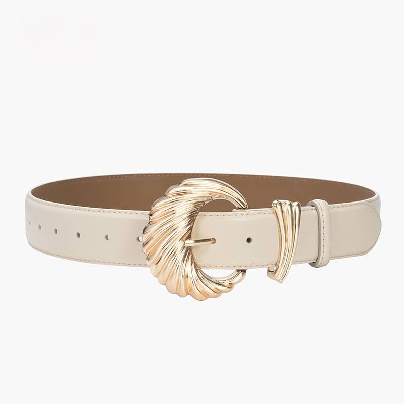 PEACH ACCESSORIES – wholesale Belt – Women's – Wide Waist Belt with Swirled Gold Buckle BEL0601