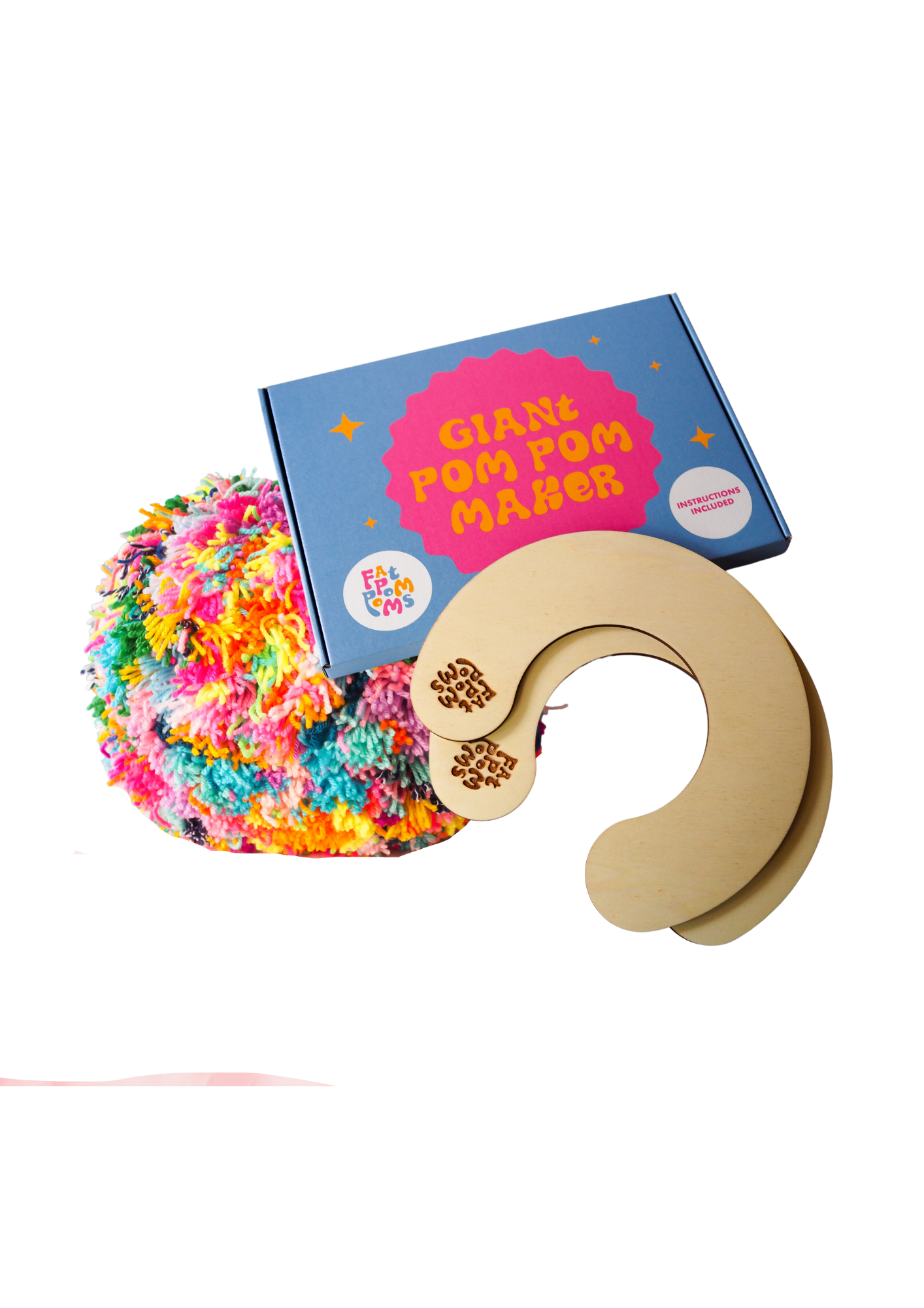 Fat Pom Poms – wholesale DIY craft kit – Bright Giant Pom Pom Kit1